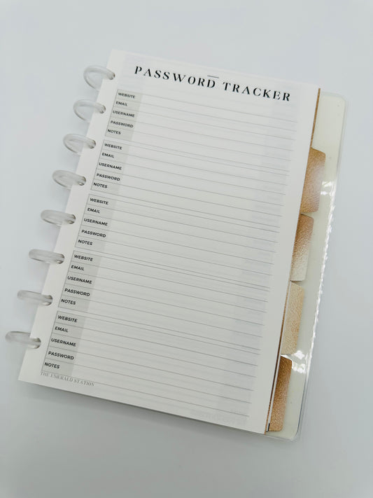 Password Tracker | Planner Inserts