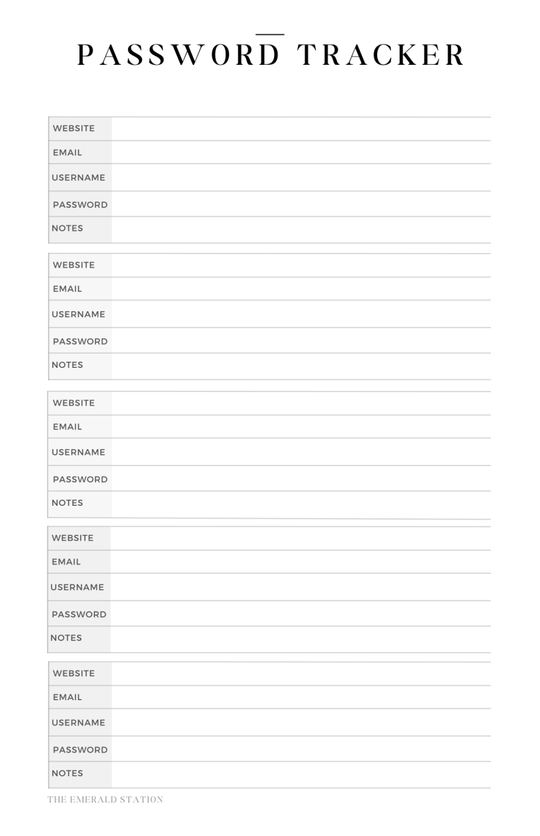 Password Tracker | Planner Inserts1